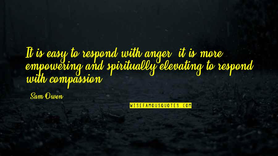 Anger Is Quotes By Sam Owen: It is easy to respond with anger; it Anger Is Quotes By Sam Owen: It is easy to respond with anger; it