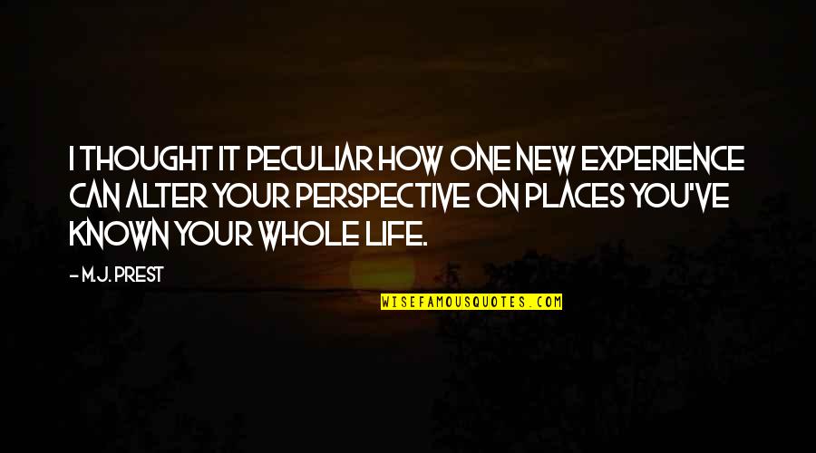 Anger Leads To Hate Quotes By M.J. Prest: I thought it peculiar how one new experience