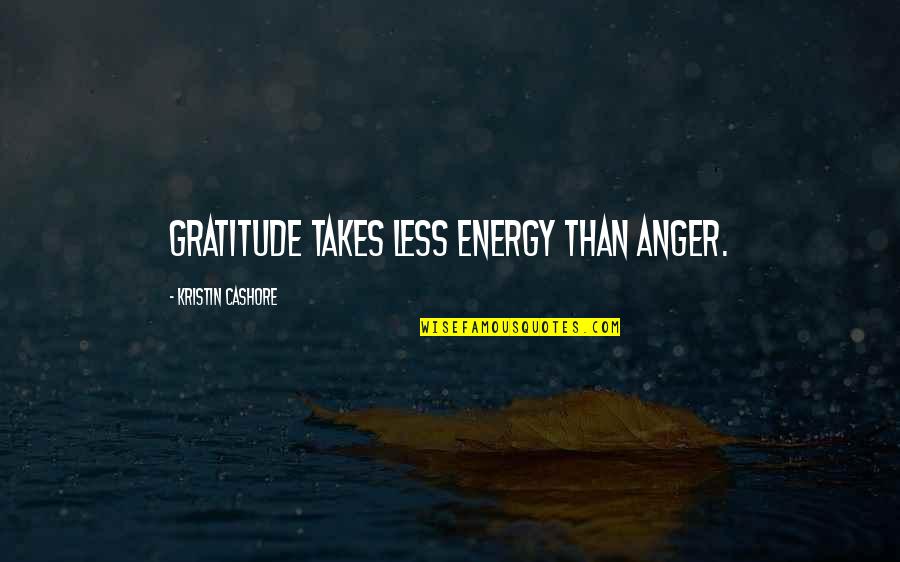 Anger Less Quotes By Kristin Cashore: Gratitude takes less energy than anger. Anger Less Quotes By Kristin Cashore: Gratitude takes less energy than anger.