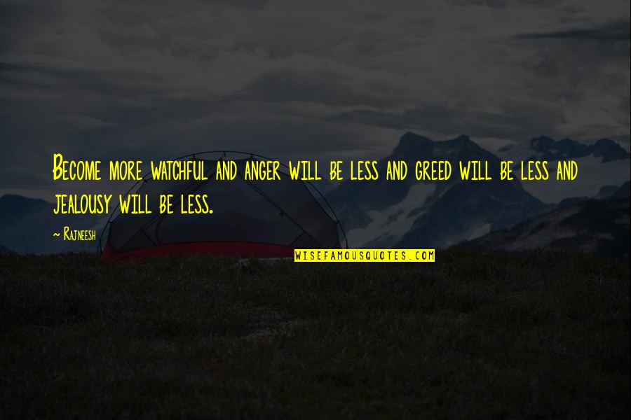 Anger Less Quotes By Rajneesh: Become more watchful and anger will be less Anger Less Quotes By Rajneesh: Become more watchful and anger will be less