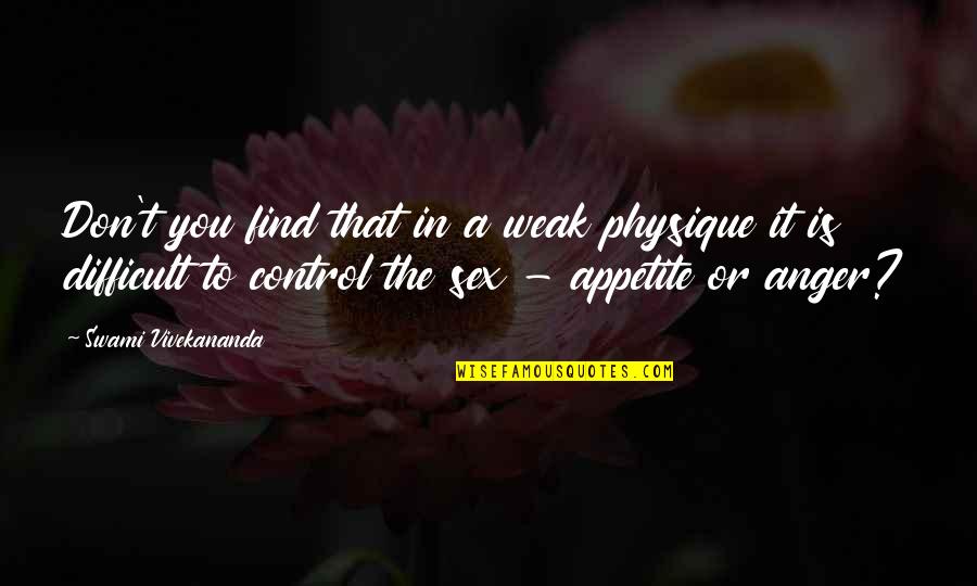 Anger Out Of Control Quotes By Swami Vivekananda: Don't you find that in a weak physique