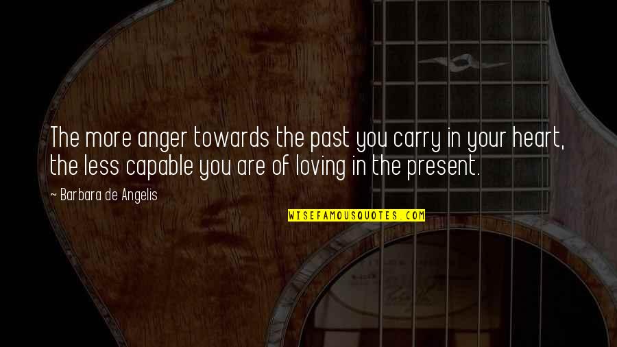 Anger Quotes By Barbara De Angelis: The more anger towards the past you carry