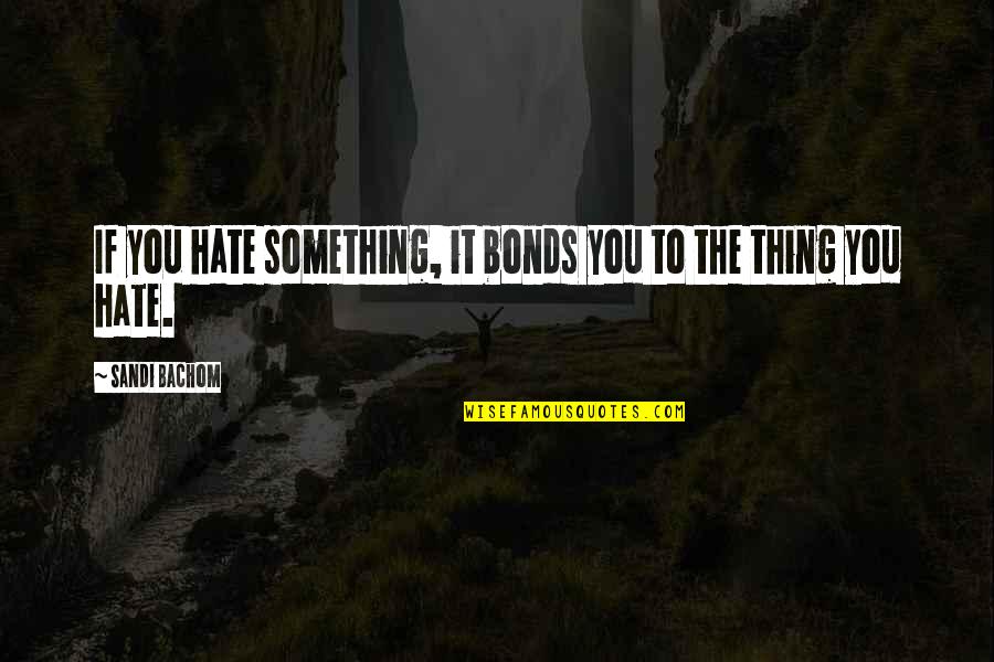 Anger Quotes By Sandi Bachom: If you hate something, it bonds you to