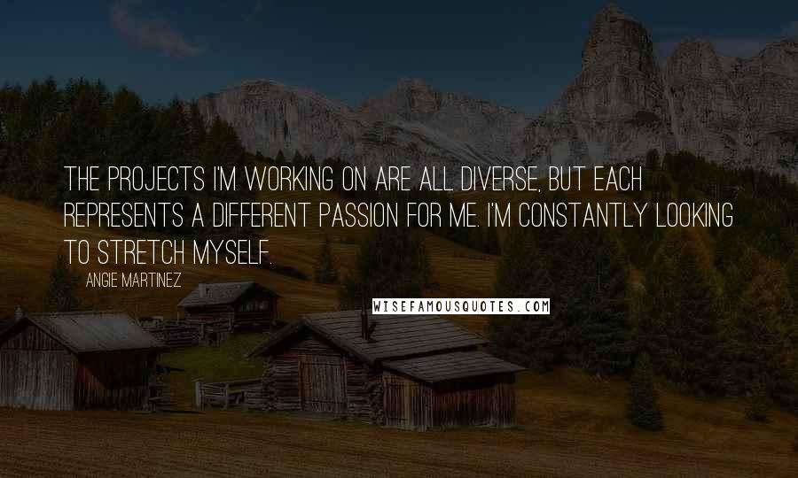 Angie Martinez quotes: The projects I'm working on are all diverse, but each represents a different passion for me. I'm constantly looking to stretch myself.