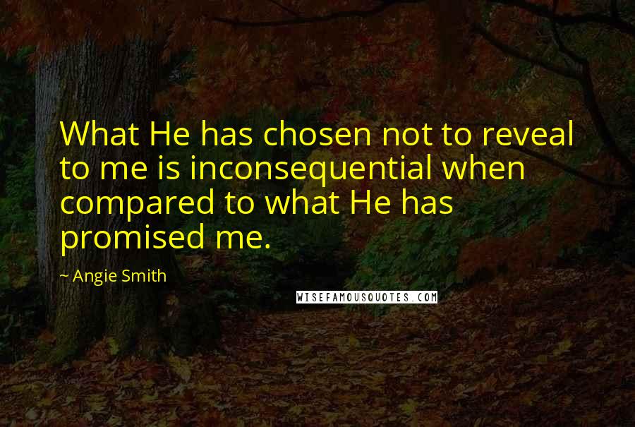 Angie Smith quotes: What He has chosen not to reveal to me is inconsequential when compared to what He has promised me.