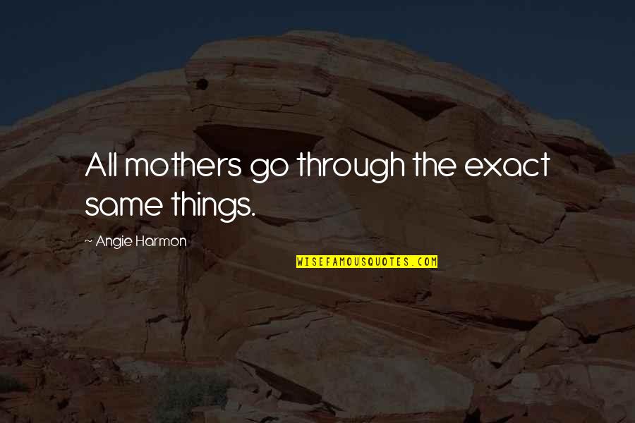 Angie's Quotes By Angie Harmon: All mothers go through the exact same things.