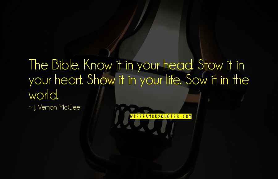 Angiolini Report Quotes By J. Vernon McGee: The Bible. Know it in your head. Stow
