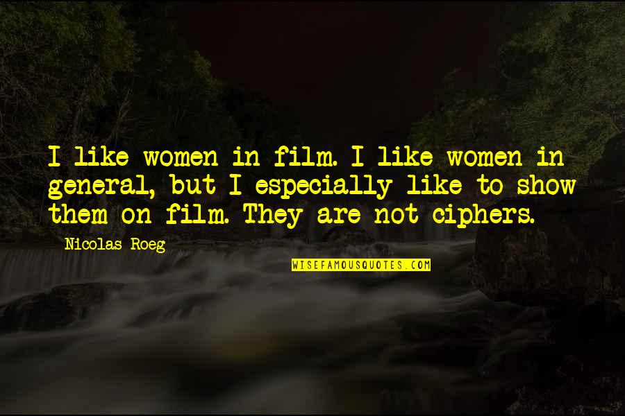Angioplasty Vs Angiogram Quotes By Nicolas Roeg: I like women in film. I like women