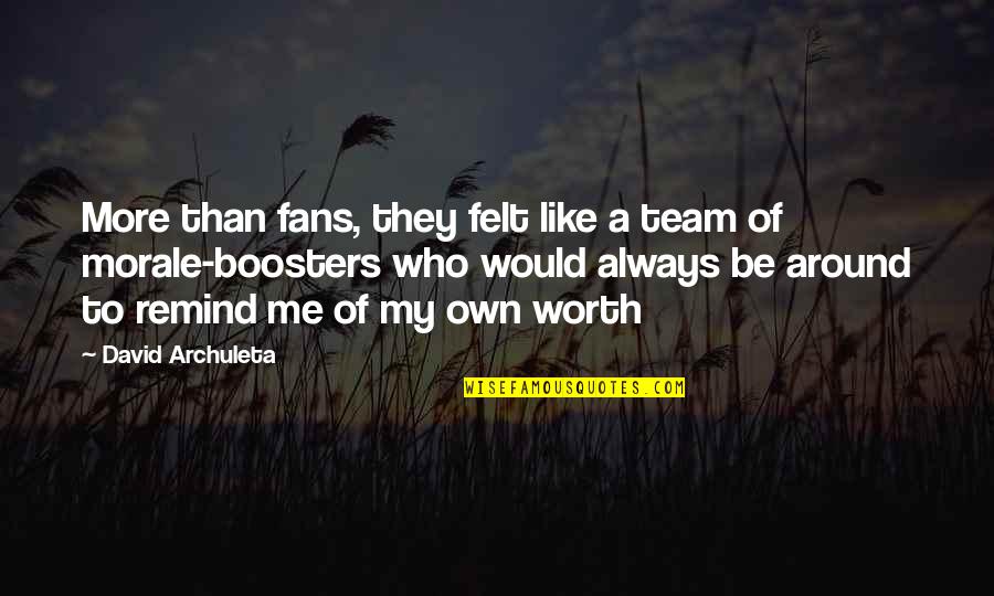 Anglian Lepidopterist Quotes By David Archuleta: More than fans, they felt like a team Anglian Lepidopterist Quotes By David Archuleta: More than fans, they felt like a team
