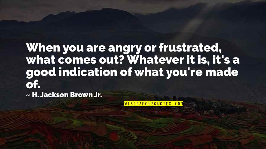 Angry And Frustrated Quotes By H. Jackson Brown Jr.: When you are angry or frustrated, what comes
