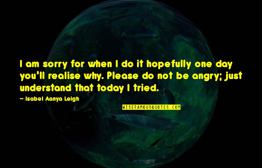 Angry And Sorry Quotes By Isabel Aanya Leigh: I am sorry for when I do it