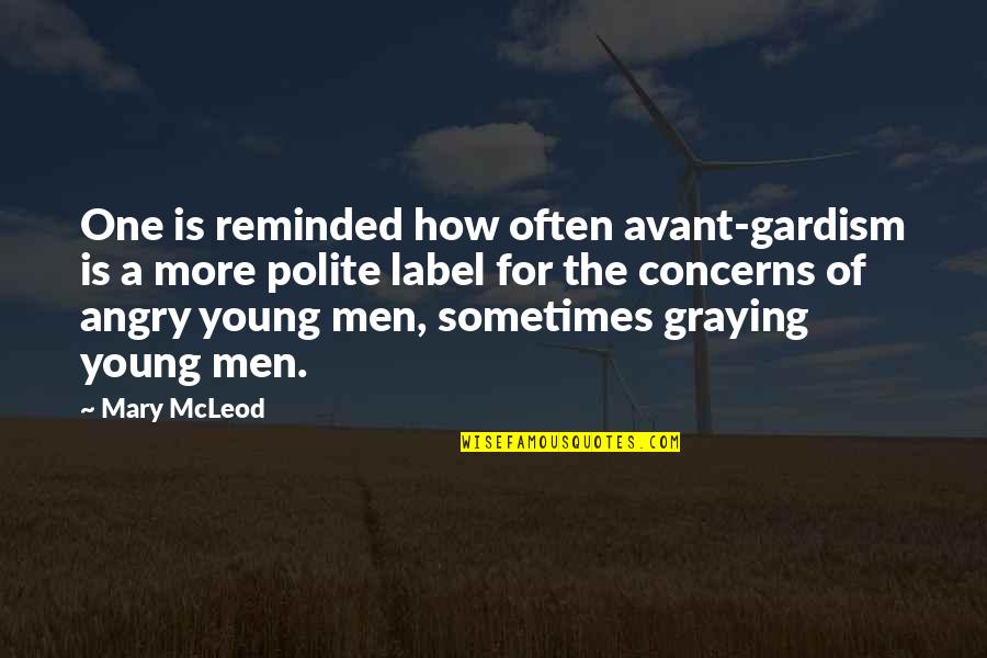 Angry Men Quotes By Mary McLeod: One is reminded how often avant-gardism is a Angry Men Quotes By Mary McLeod: One is reminded how often avant-gardism is a