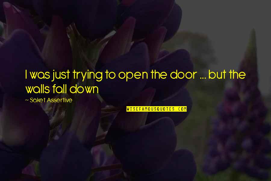 Angry Spouse Quotes By Saket Assertive: I was just trying to open the door