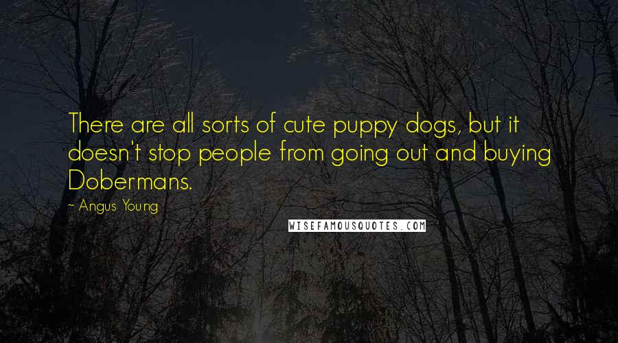 Angus Young quotes: There are all sorts of cute puppy dogs, but it doesn't stop people from going out and buying Dobermans. Angus Young quotes: There are all sorts of cute puppy dogs, but it doesn't stop people from going out and buying Dobermans.