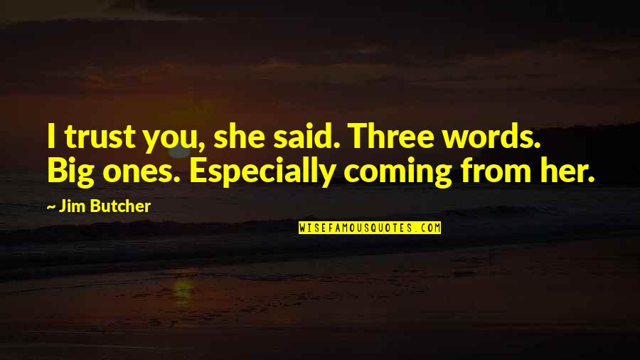 Angustiada Sinonimos Quotes By Jim Butcher: I trust you, she said. Three words. Big