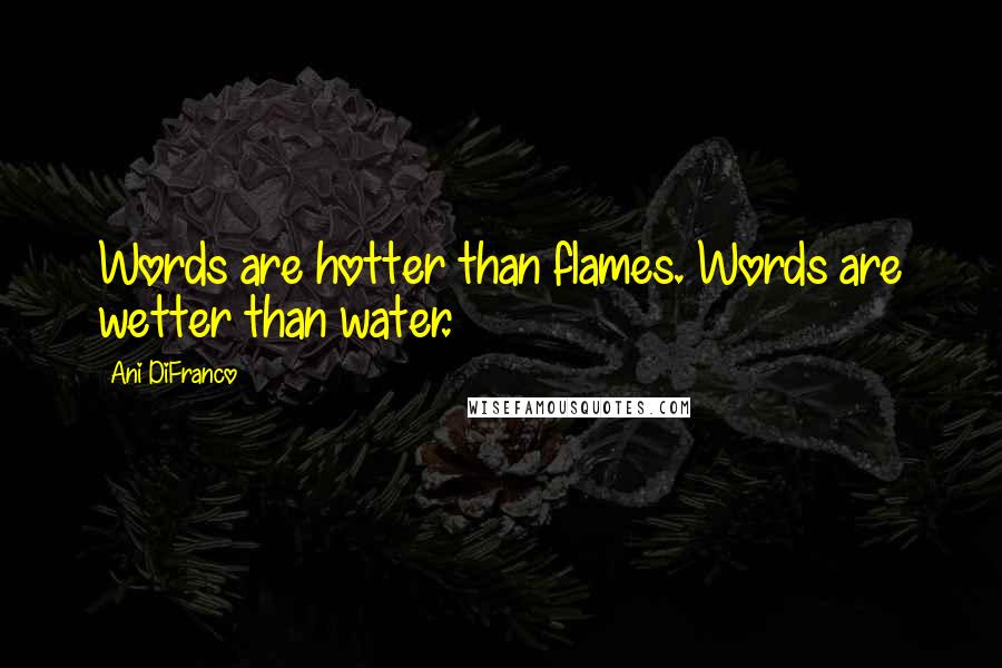 Ani DiFranco quotes: Words are hotter than flames. Words are wetter than water.