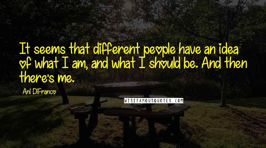 Ani DiFranco quotes: It seems that different people have an idea of what I am, and what I should be. And then there's me.