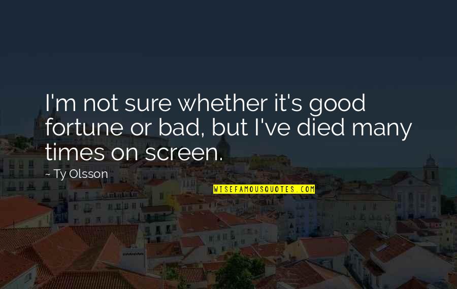Aniaya Jester Quotes By Ty Olsson: I'm not sure whether it's good fortune or