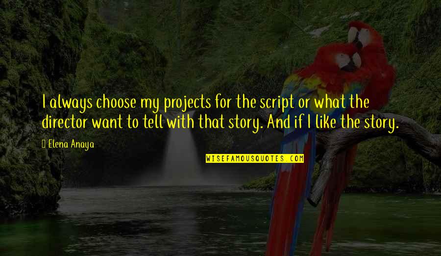 Anikey Iowa Quotes By Elena Anaya: I always choose my projects for the script