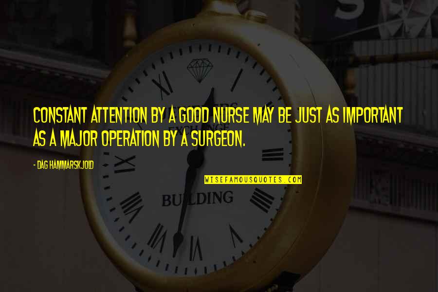 Aniko And Aspen Quotes By Dag Hammarskjold: Constant attention by a good nurse may be