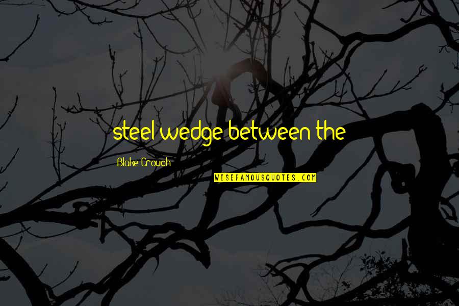Anil Lamba Quotes By Blake Crouch: steel wedge between the