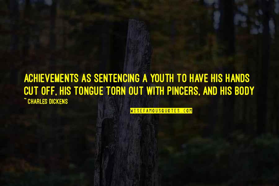 Animado Quotes By Charles Dickens: achievements as sentencing a youth to have his