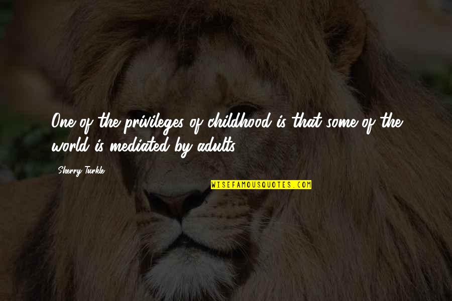 Animadvertit Quotes By Sherry Turkle: One of the privileges of childhood is that