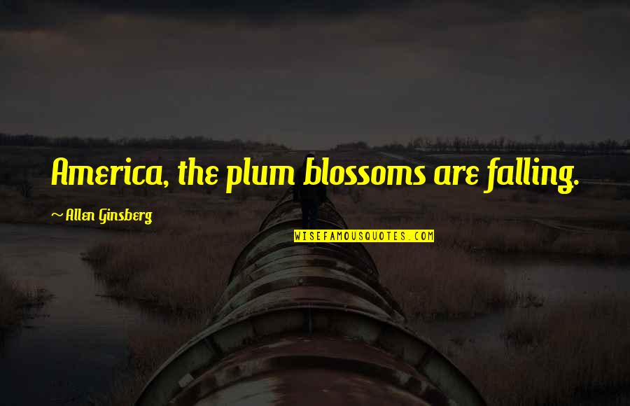 Animal And Baby Quotes By Allen Ginsberg: America, the plum blossoms are falling.