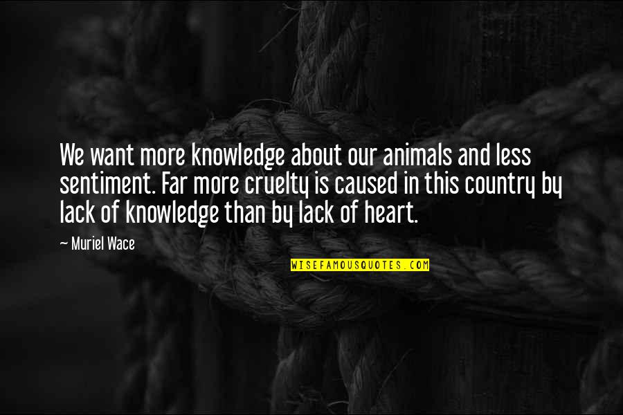 Animal Cruelty Quotes By Muriel Wace: We want more knowledge about our animals and