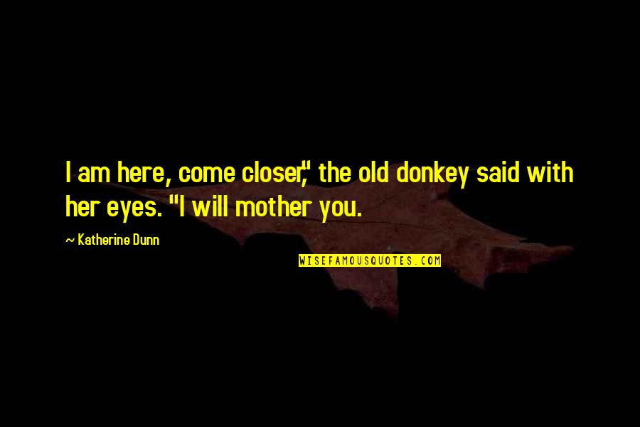 Animal Eyes Quotes By Katherine Dunn: I am here, come closer," the old donkey