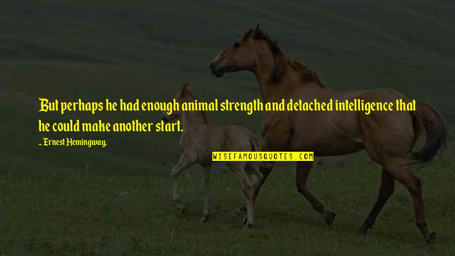 Animal Intelligence Quotes By Ernest Hemingway,: But perhaps he had enough animal strength and