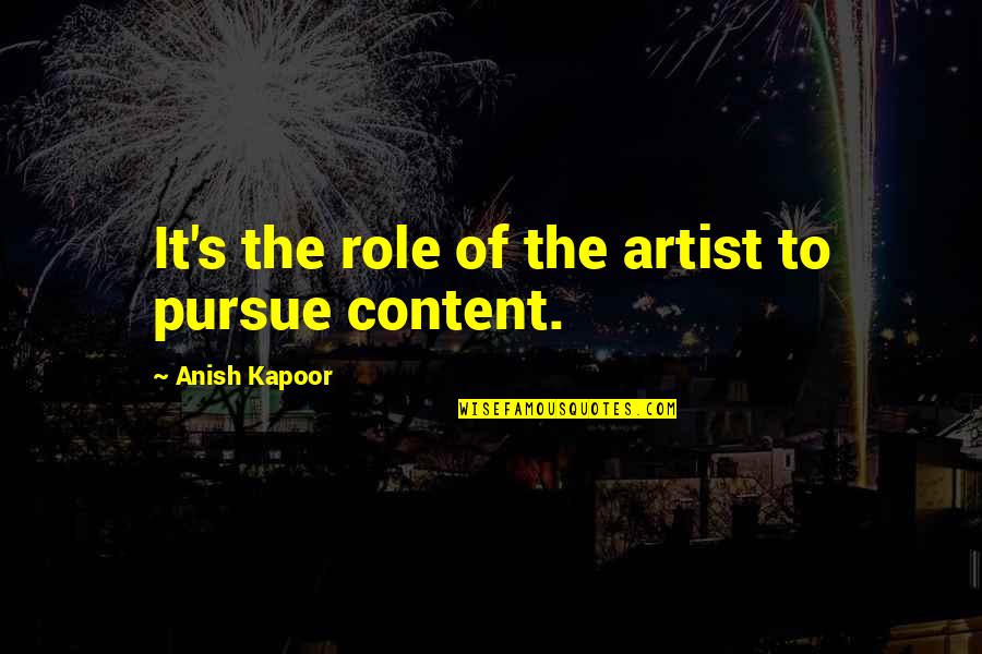 Animal Lovers Famous Quotes By Anish Kapoor: It's the role of the artist to pursue