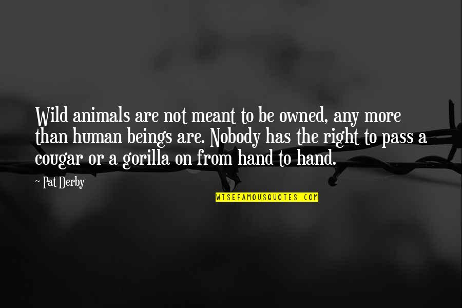 Animal Quotes By Pat Derby: Wild animals are not meant to be owned,