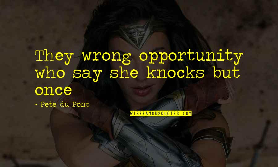 Animal Therapy Quotes By Pete Du Pont: They wrong opportunity who say she knocks but