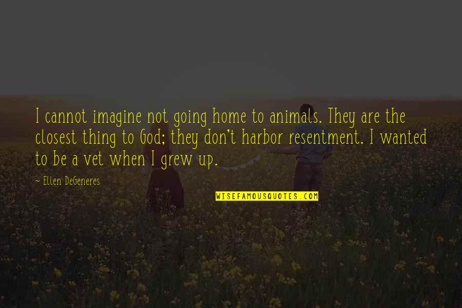 Animals And God Quotes By Ellen DeGeneres: I cannot imagine not going home to animals.