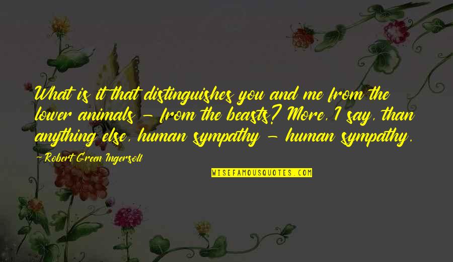 Animals And Human Quotes By Robert Green Ingersoll: What is it that distinguishes you and me