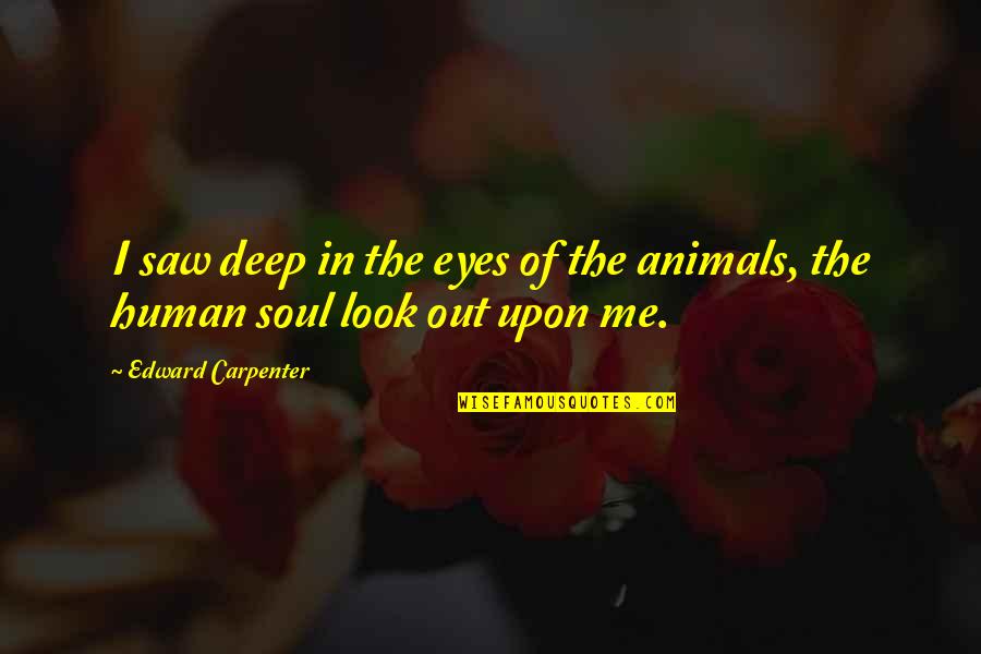 Animals And Soul Quotes By Edward Carpenter: I saw deep in the eyes of the