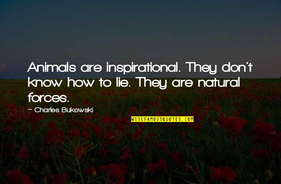 Animals Are Quotes By Charles Bukowski: Animals are inspirational. They don't know how to