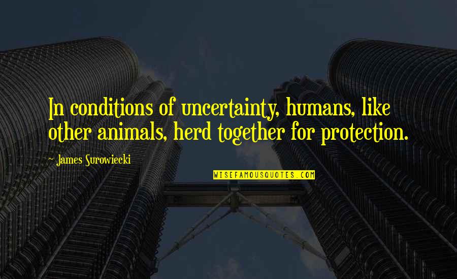 Animals In Quotes By James Surowiecki: In conditions of uncertainty, humans, like other animals,