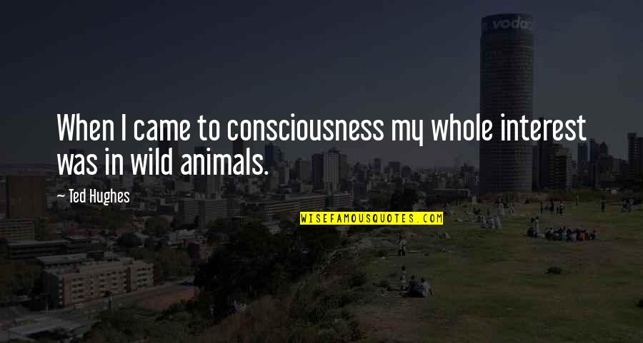 Animals In The Wild Quotes By Ted Hughes: When I came to consciousness my whole interest