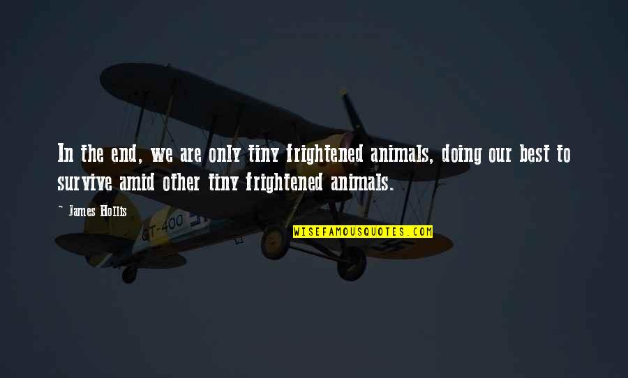 Animals We Quotes By James Hollis: In the end, we are only tiny frightened Animals We Quotes By James Hollis: In the end, we are only tiny frightened