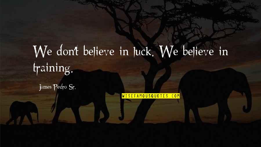 Animeshoes Quotes By James Pedro Sr.: We don't believe in luck. We believe in