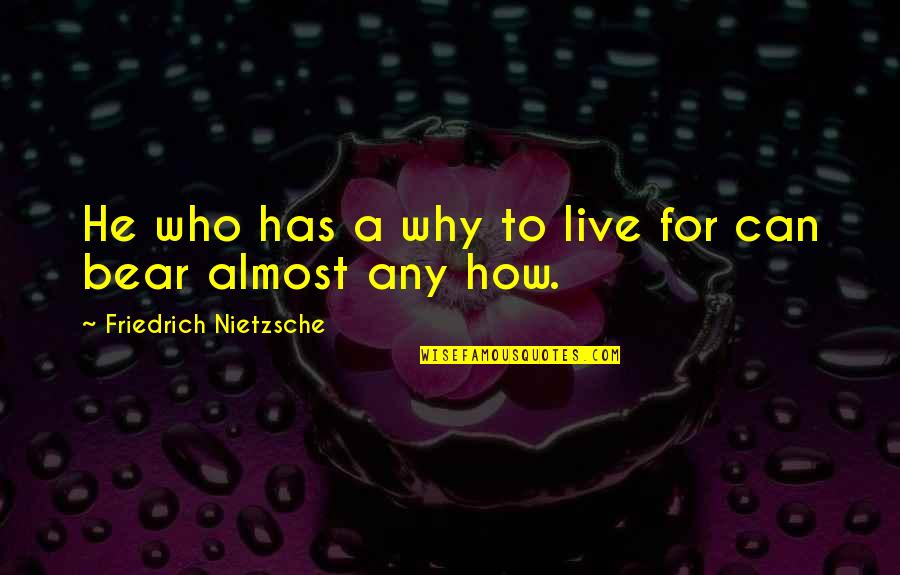 Animosities That May Span Quotes By Friedrich Nietzsche: He who has a why to live for