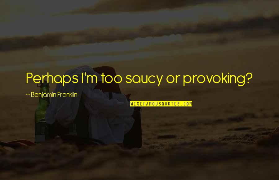 Anindya Noverdian Quotes By Benjamin Franklin: Perhaps I'm too saucy or provoking?