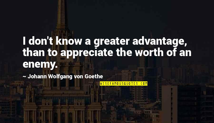 Aniraza Quotes By Johann Wolfgang Von Goethe: I don't know a greater advantage, than to