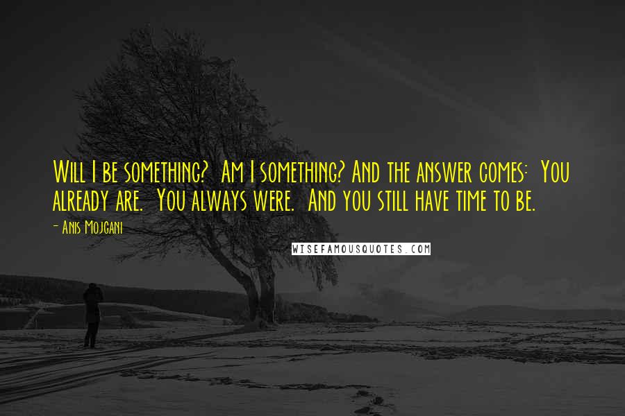 Anis Mojgani quotes: Will I be something? Am I something? And the answer comes: You already are. You always were. And you still have time to be.
