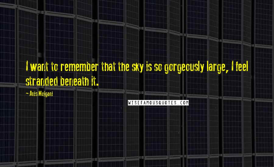 Anis Mojgani quotes: I want to remember that the sky is so gorgeously large, I feel stranded beneath it.