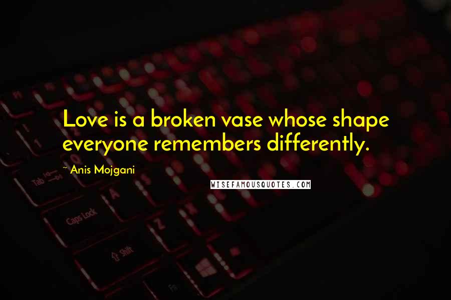 Anis Mojgani quotes: Love is a broken vase whose shape everyone remembers differently.