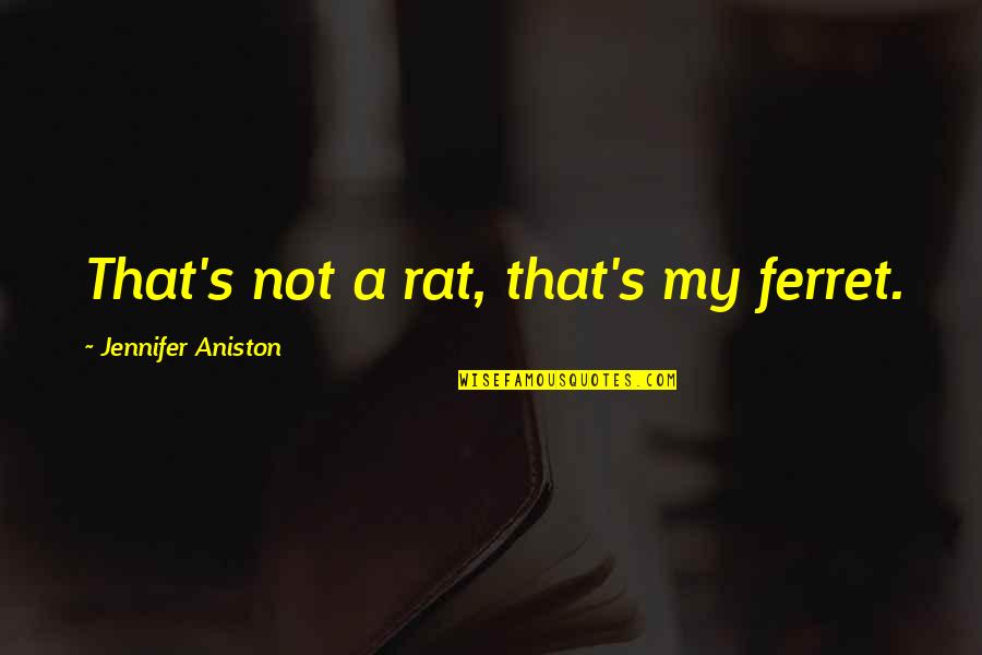 Aniston's Quotes By Jennifer Aniston: That's not a rat, that's my ferret. Aniston's Quotes By Jennifer Aniston: That's not a rat, that's my ferret.