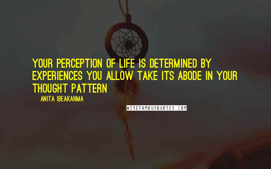 Anita Ibeakanma quotes: Your perception of life is determined by experiences you allow take its abode in your thought pattern